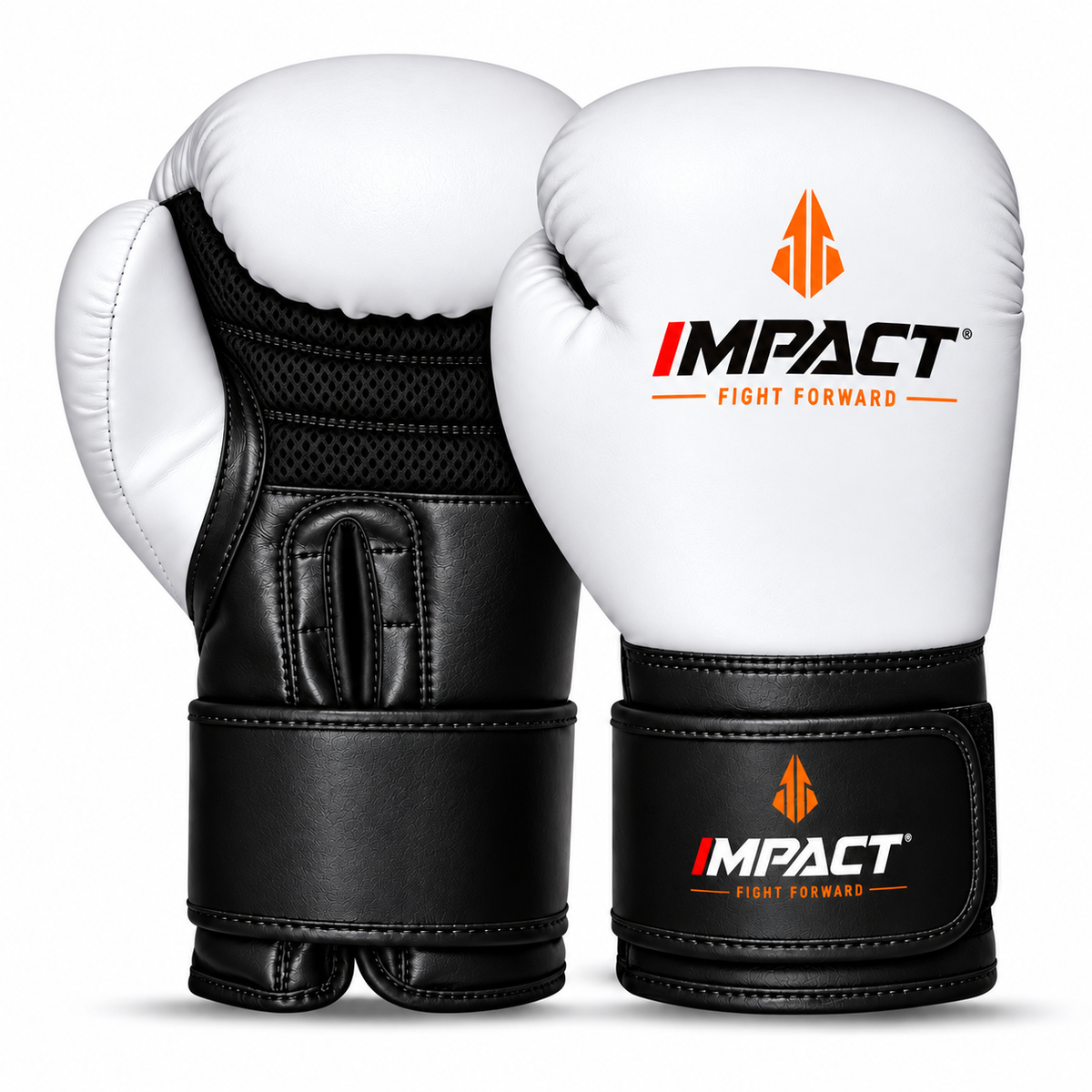 White and black IMPACT gloves with ventilated mesh palm and no extra flap